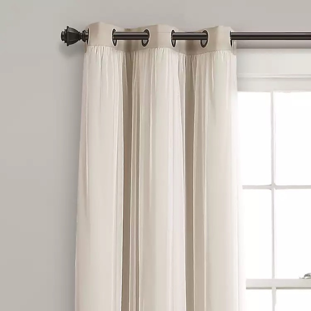 NWT Lush Decor Drapes Curtains Blackout Panel Set with Sheer Overlay Set… - Picture 5 of 8